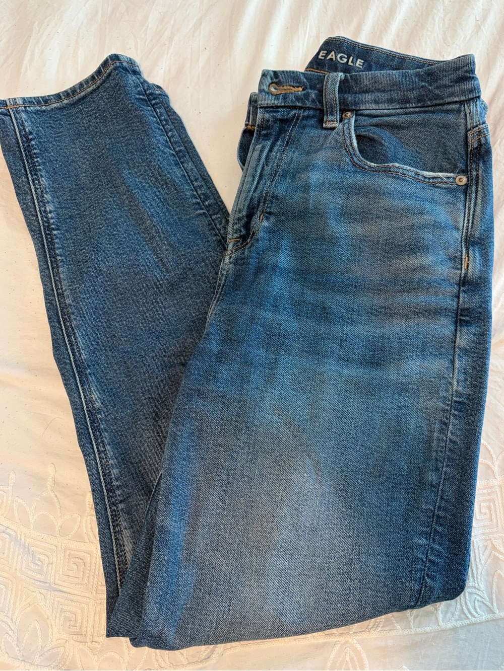 American Eagle Blue Stretch Curvy Mom Jeans